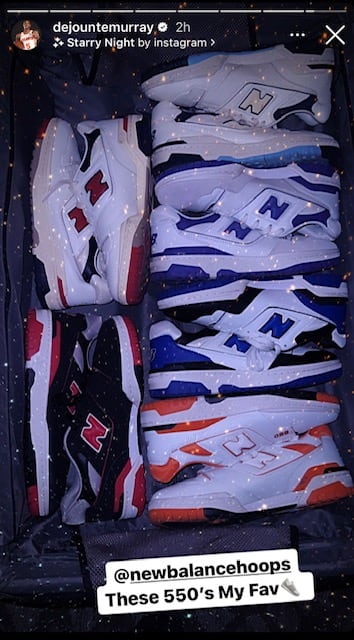 Atlanta Hawks guard Dejounte Murray is a fan of the New Balance 550. The lifestyle shoe is popular among athletes off the court.
